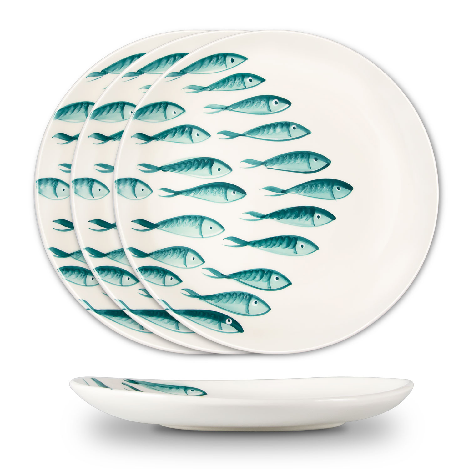 Set piatti in ceramica decorata pesci