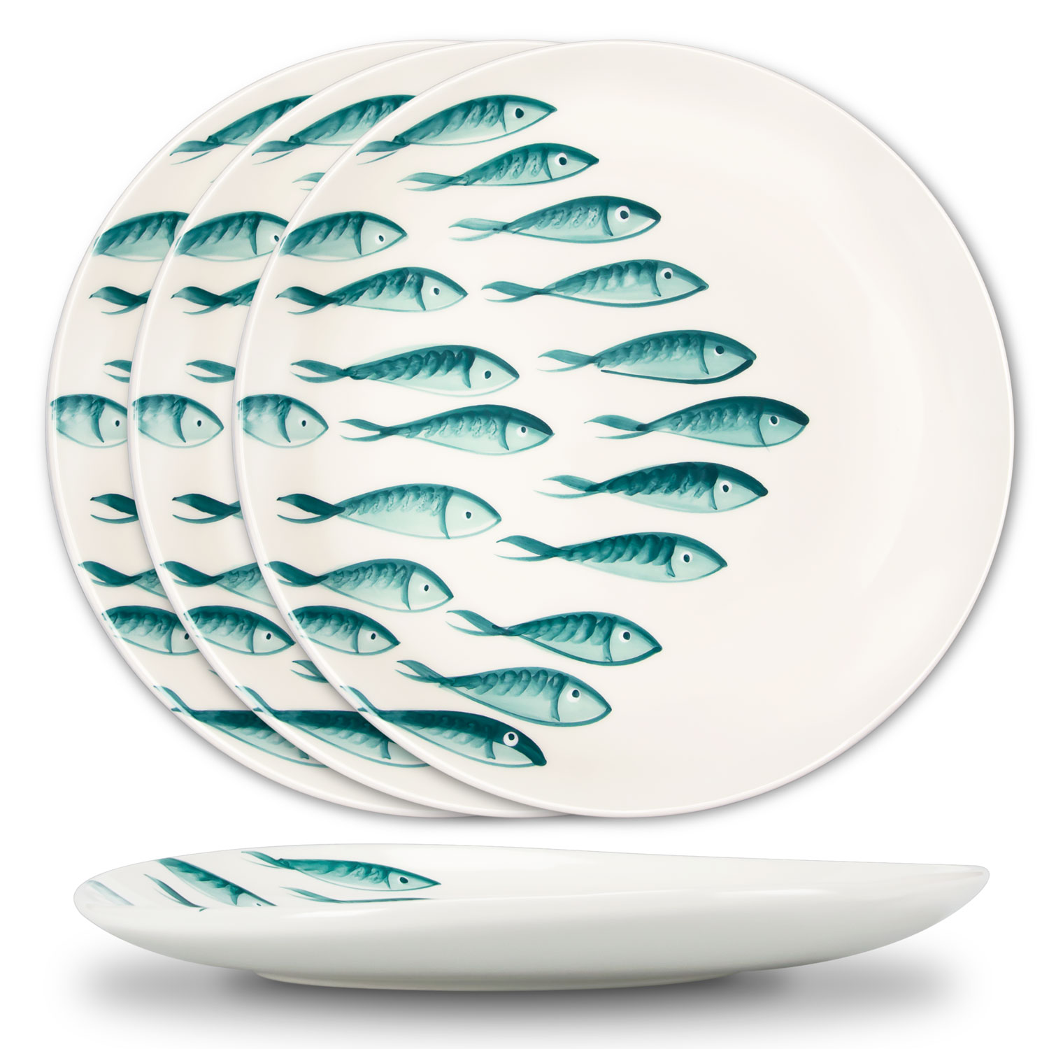 Set piatti in ceramica decorata pesci