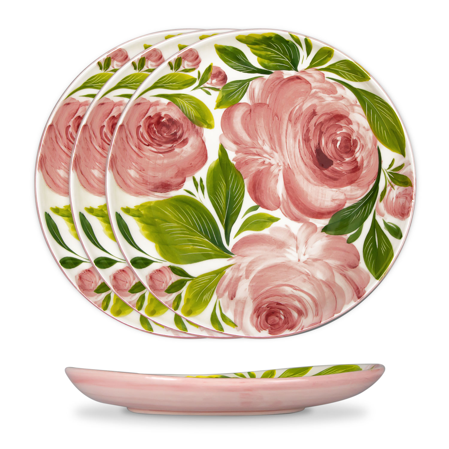 Set piatti in ceramica decorata rose