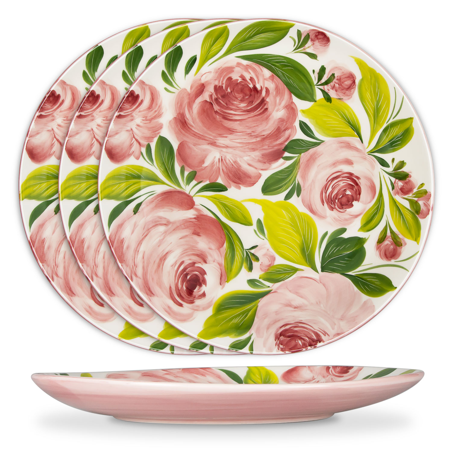 Set piatti in ceramica decorata rose