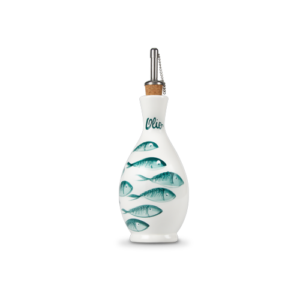 Bottiglia olio in ceramica decorata pesci 250 ml