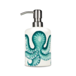 dispenser sapone in ceramica dipinto a mano, polpo tiffany Handbemalter Seifenspender aus Keramik, Tiffany-Krake hand-painted ceramic soap dispenser, tiffany octopus