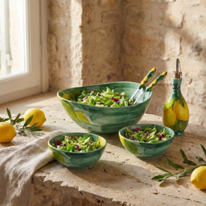 Set insalata in ceramica decorata limoni
