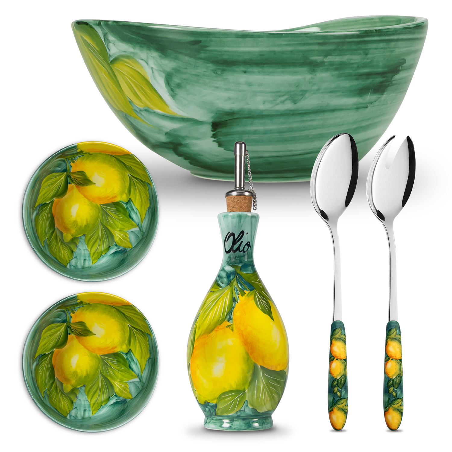 Set insalata in ceramica decorata limoni