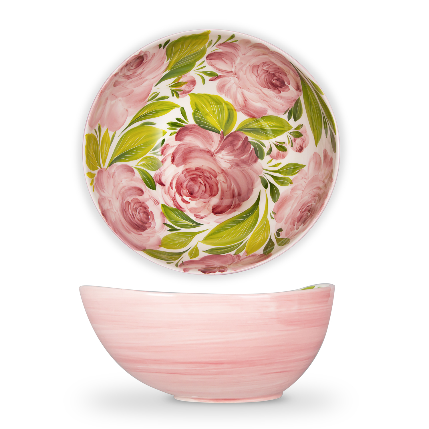 Set insalata in ceramica decorata rose