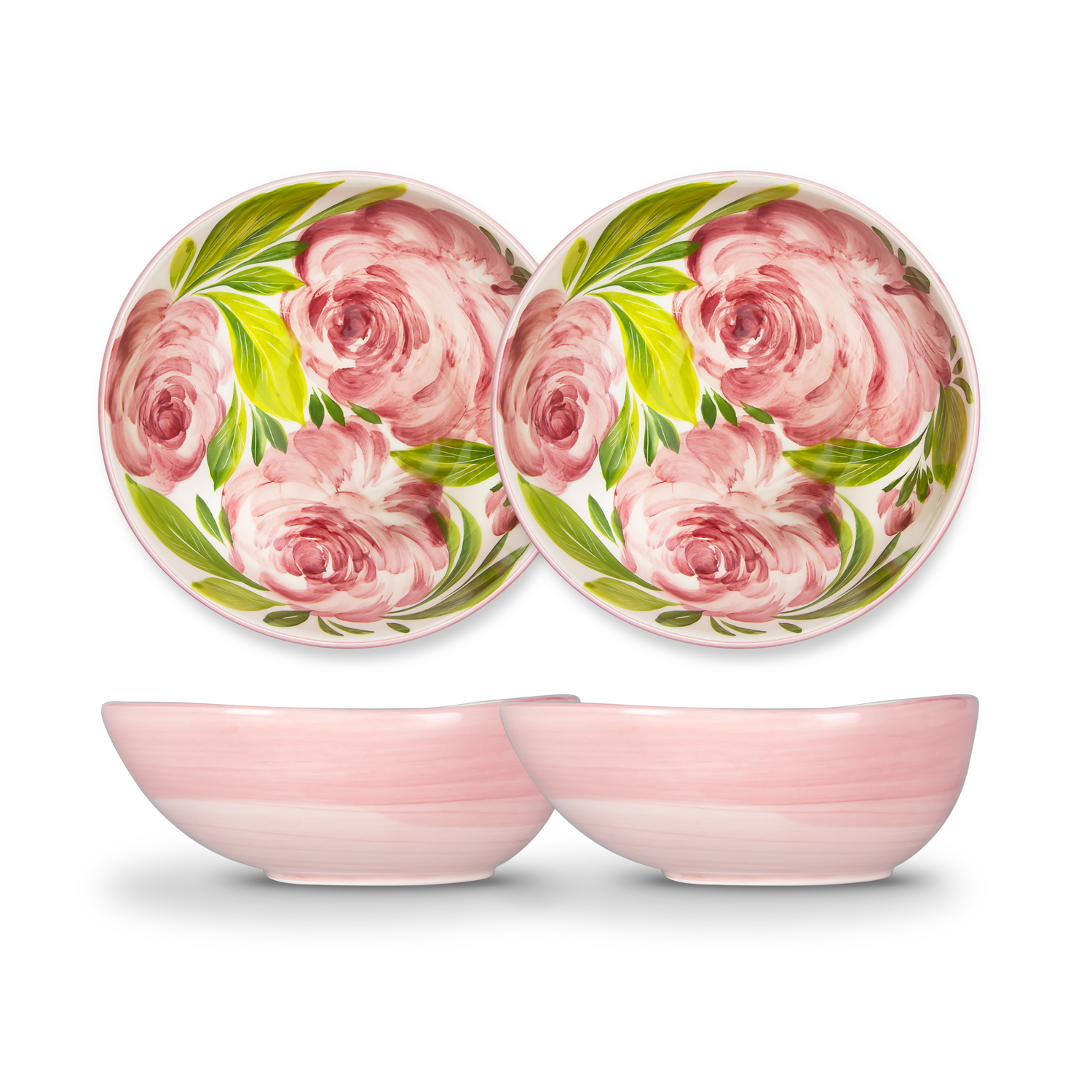 Set insalata in ceramica decorata rose