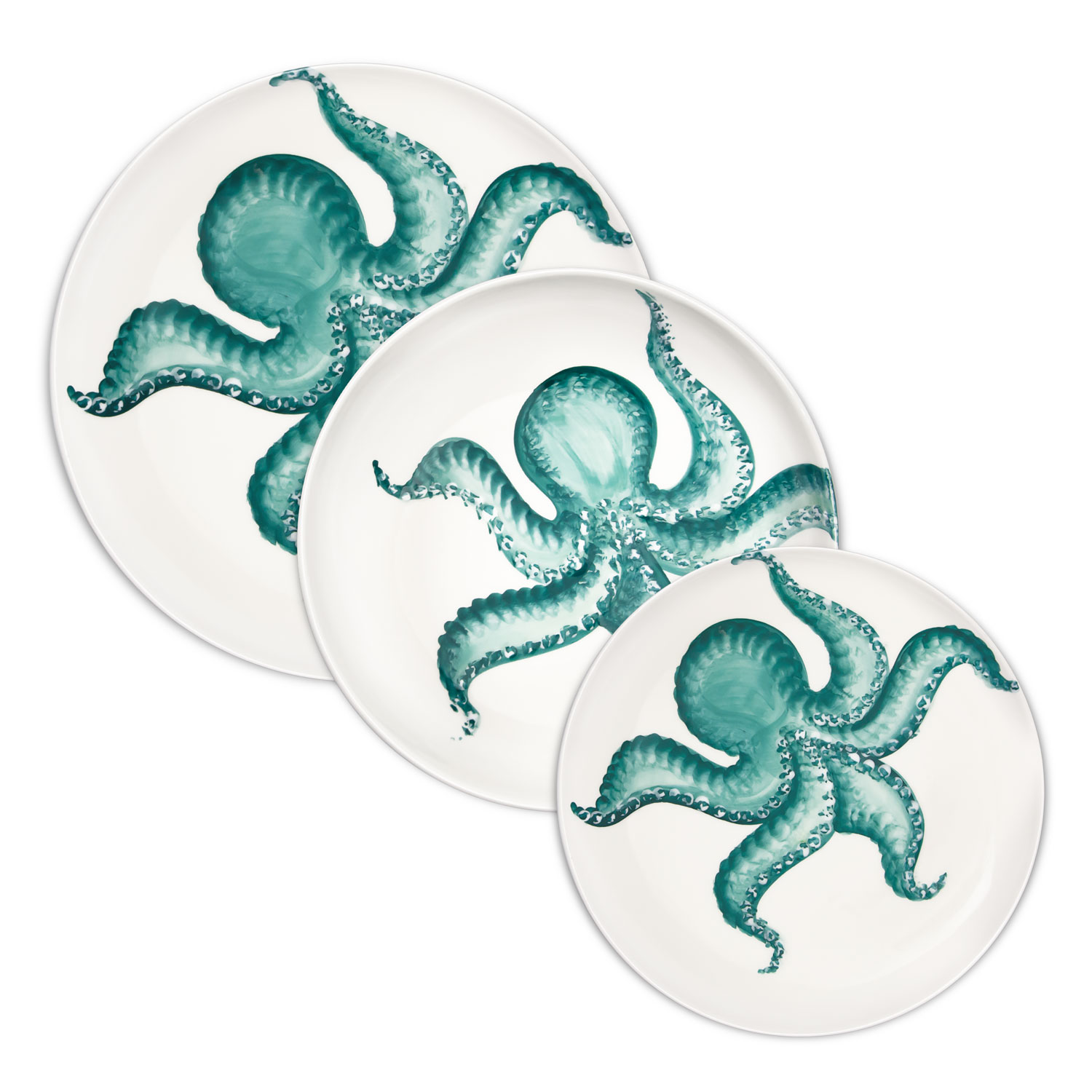 Set piatti in ceramica decorata polpo