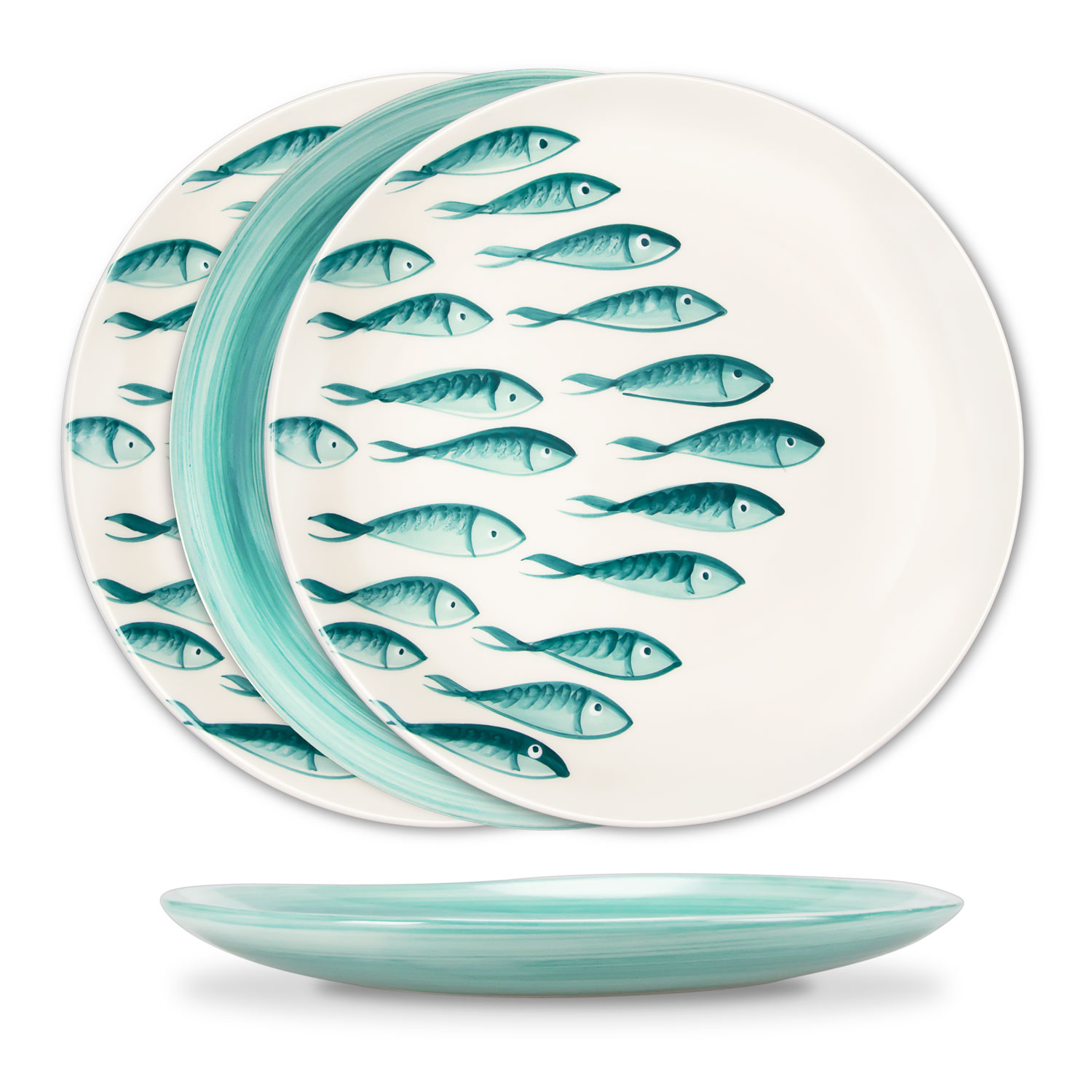 Set piatti in ceramica decorata pesci tiffany