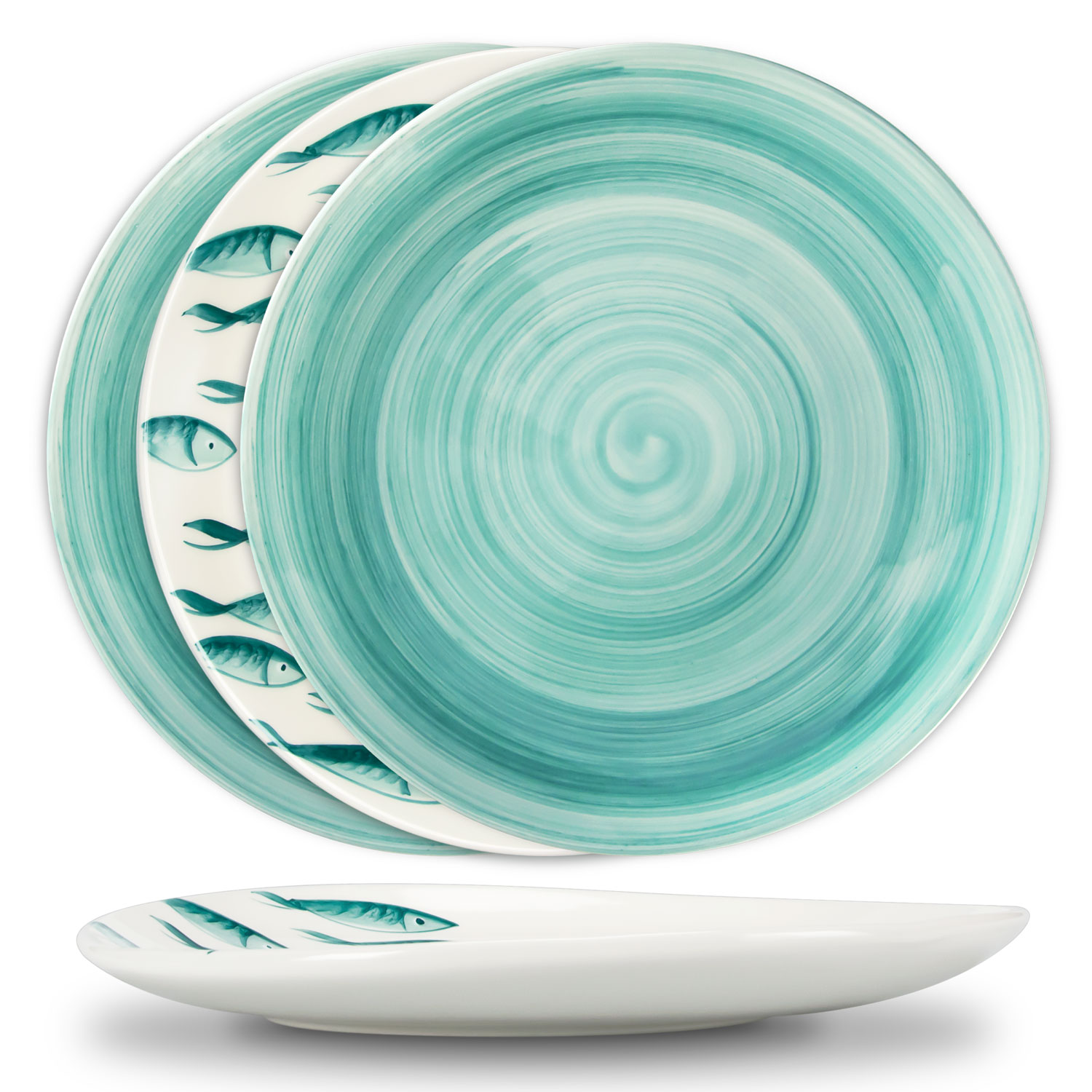 Set piatti in ceramica decorata pesci tiffany