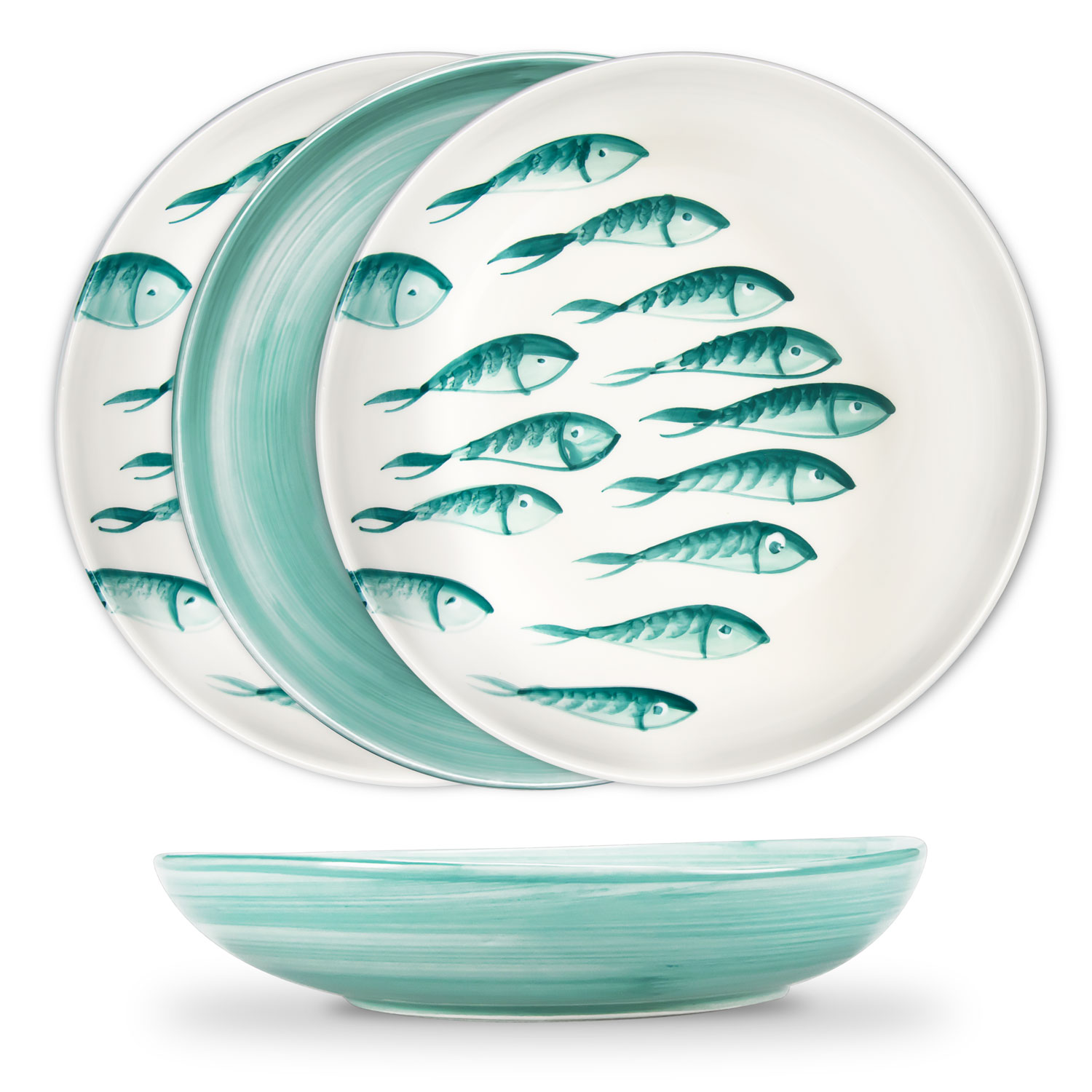 Set piatti in ceramica decorata pesci tiffany