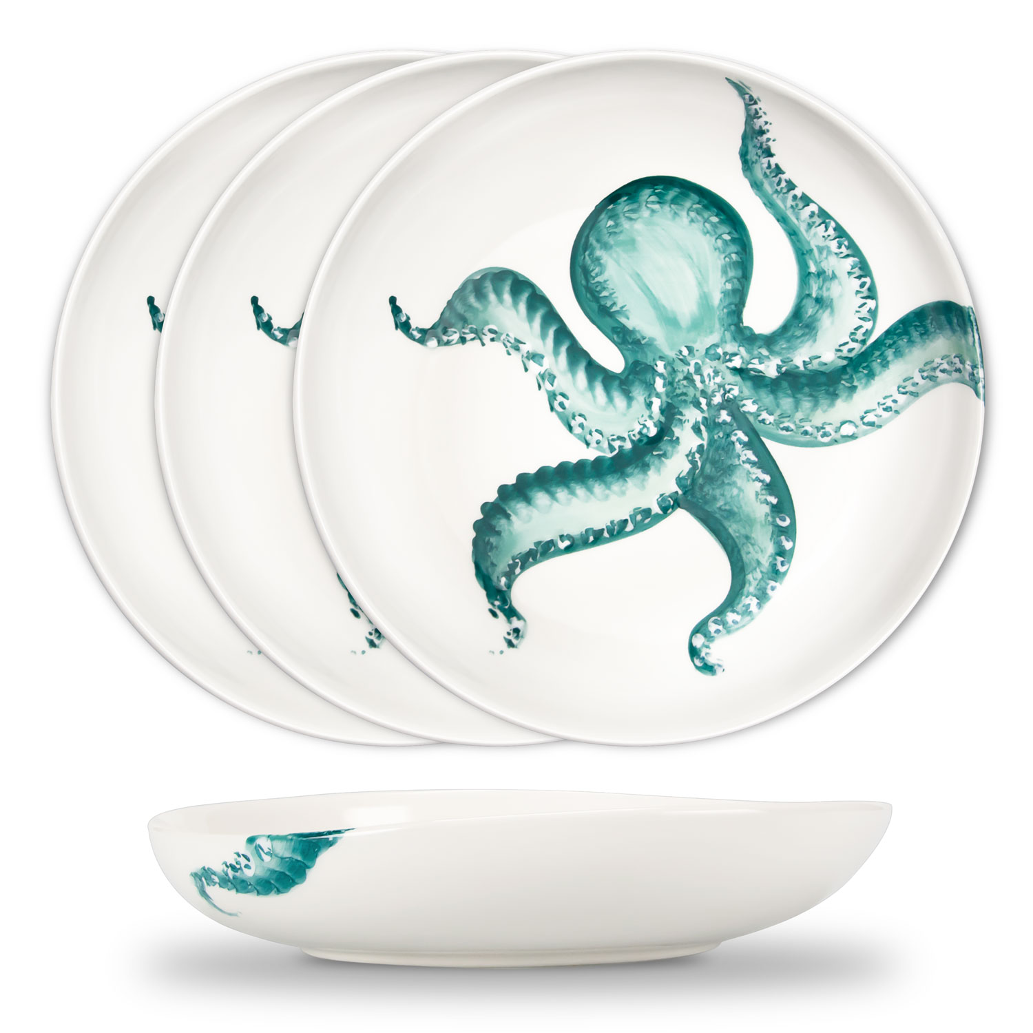 Set piatti in ceramica decorata polpo