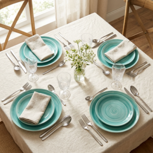 Set piatti in ceramica decorata tiffany