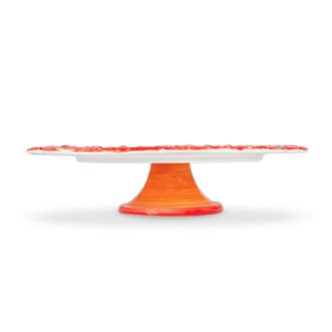 Alzata grande in ceramica decorata rossa