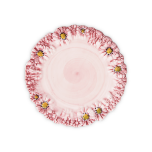 Piatto frutta in ceramica decorata margherite rosa