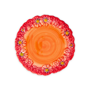 Piatto frutta in ceramica decorata margherite rosse