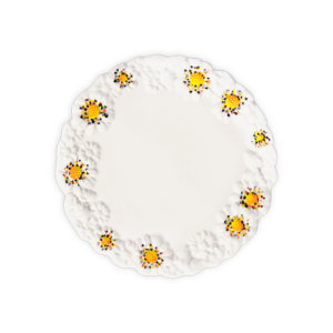 Piatto frutta in ceramica decorata margherite