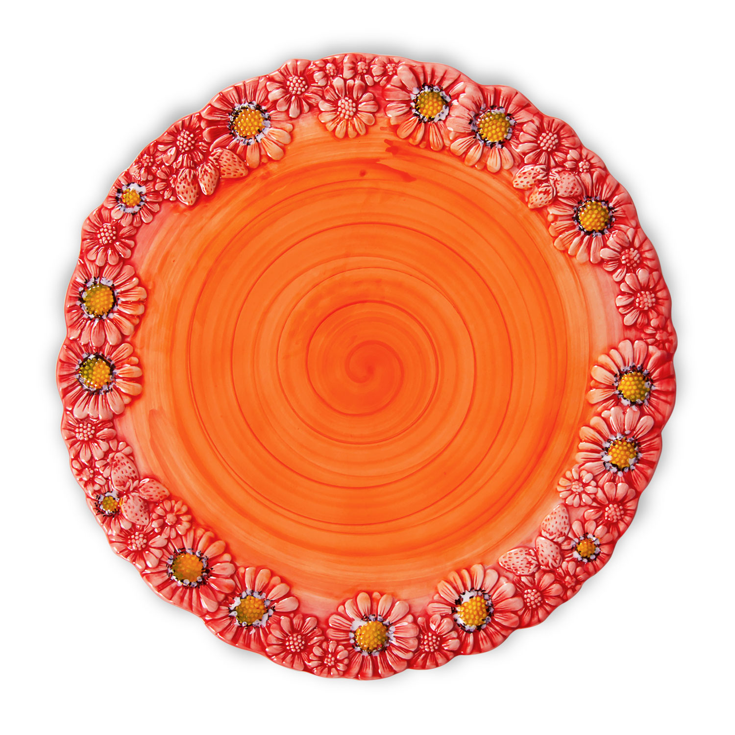 Alzata grande in ceramica decorata rossa