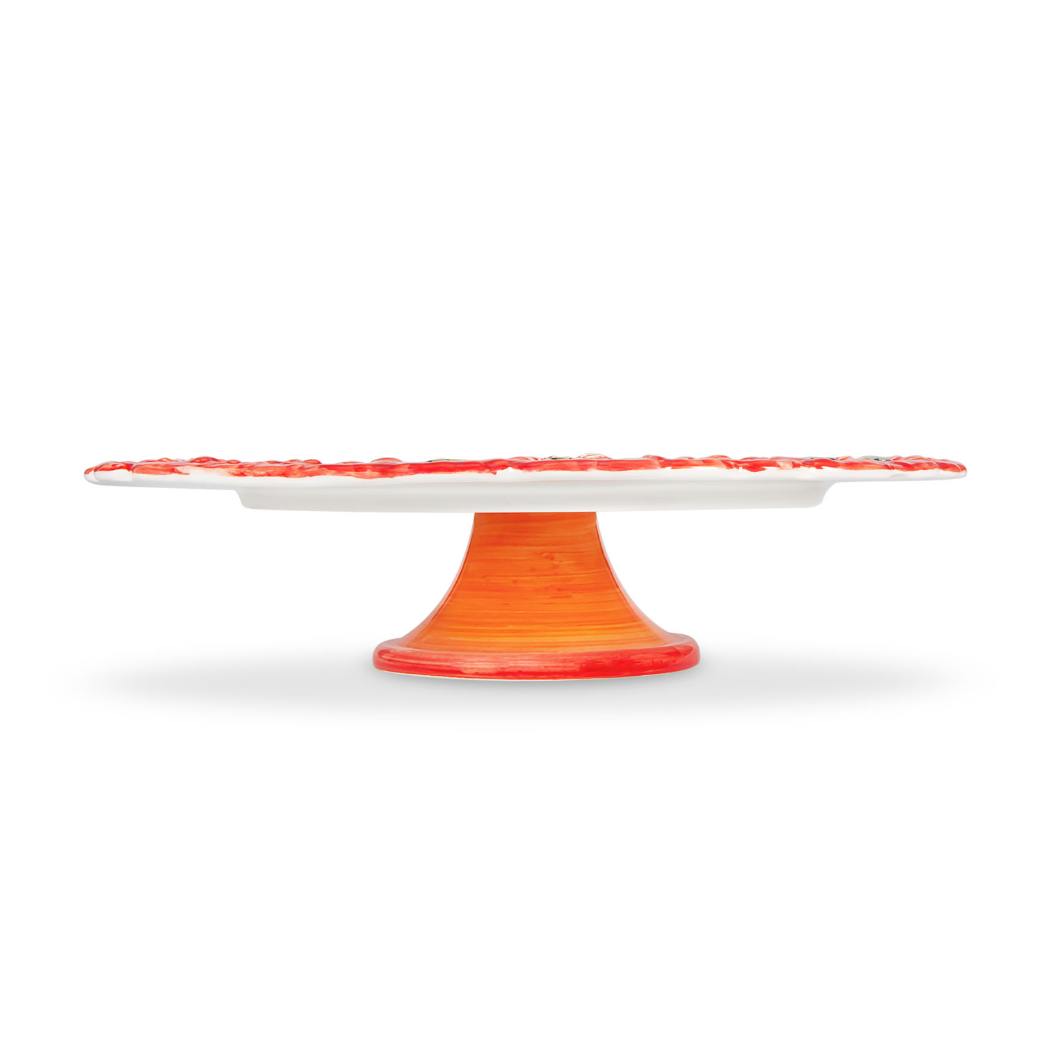 Alzata grande in ceramica decorata rossa