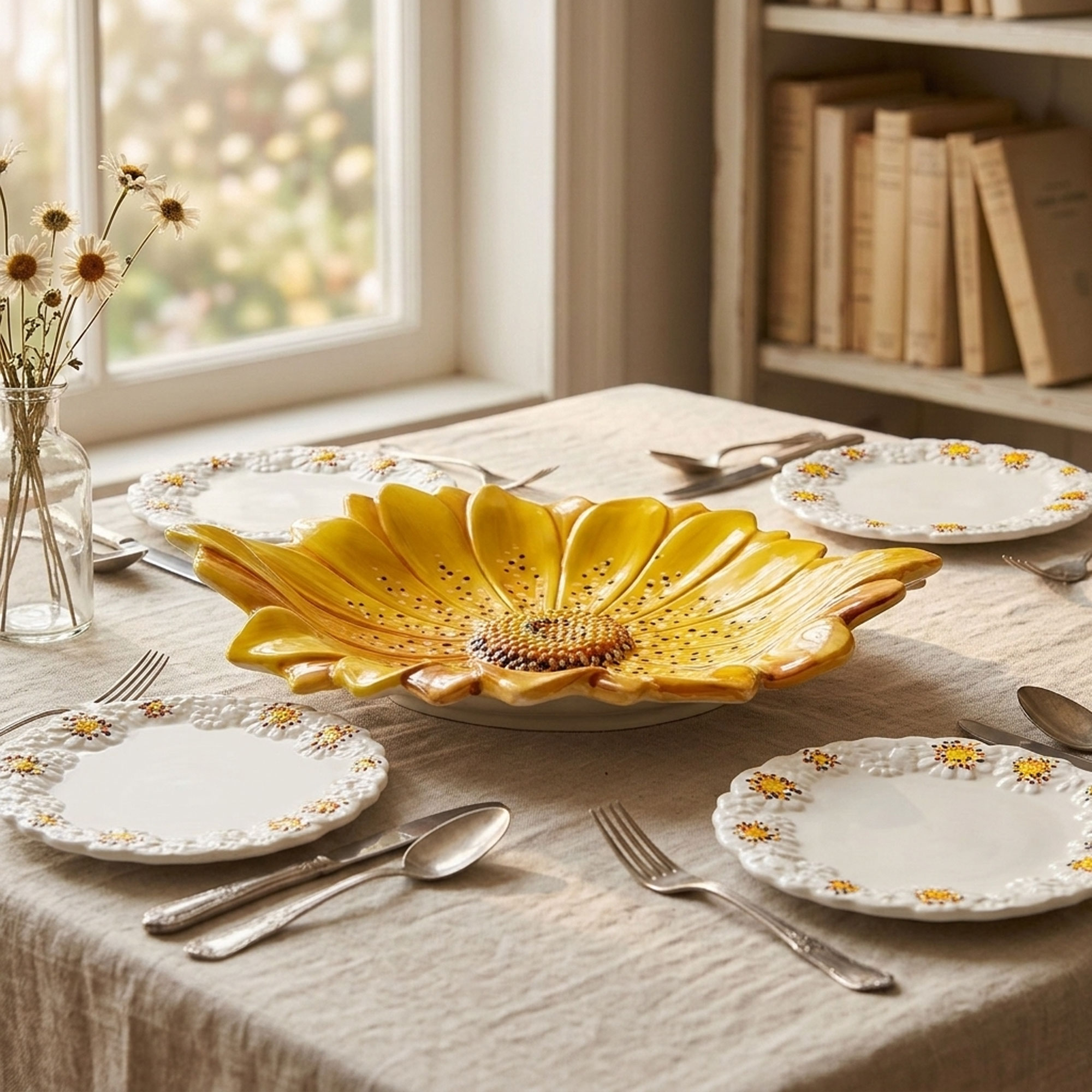 Yellow daisy table centrepiece