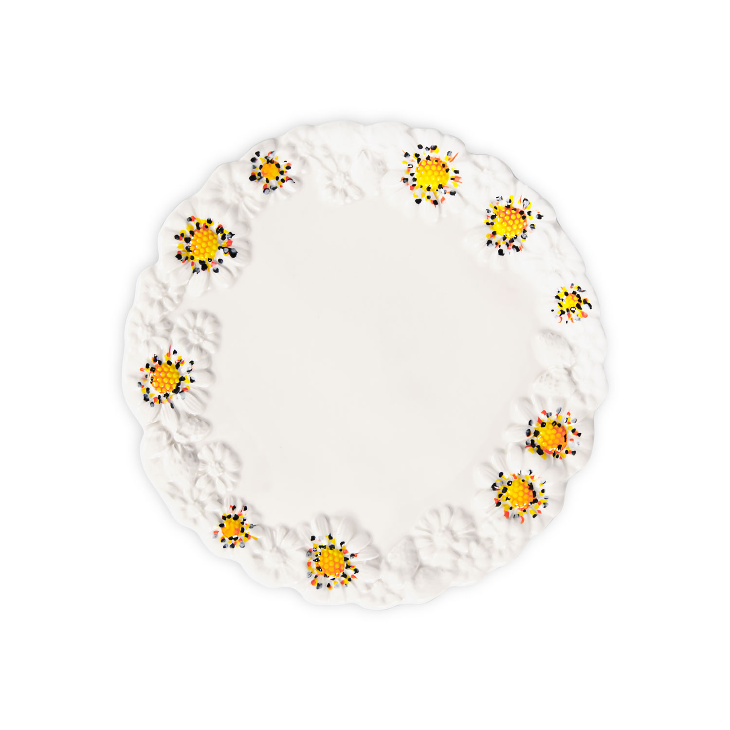 Alzata piccola in ceramica decorata bianca