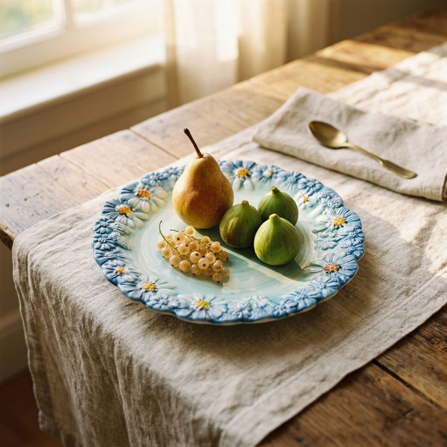 Tiffany dessert plate with daisies