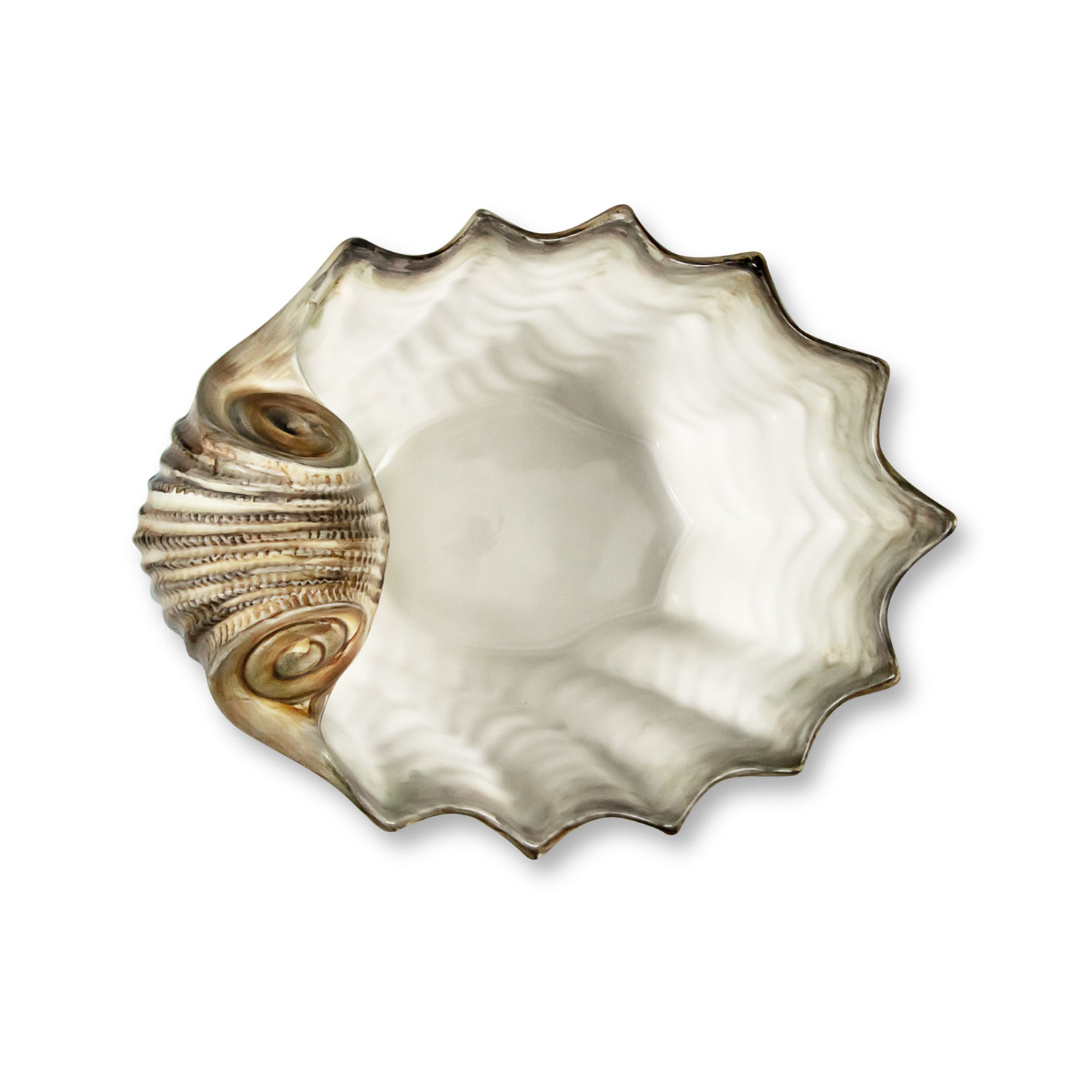 Ciotola in ceramica decorata capasanta marrone da 28