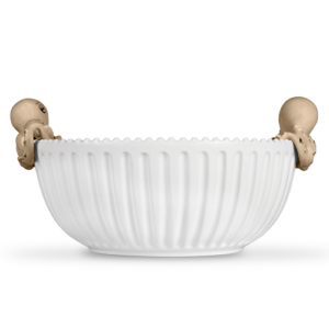 Ciotola in ceramica decorata Polpi marrone da 29