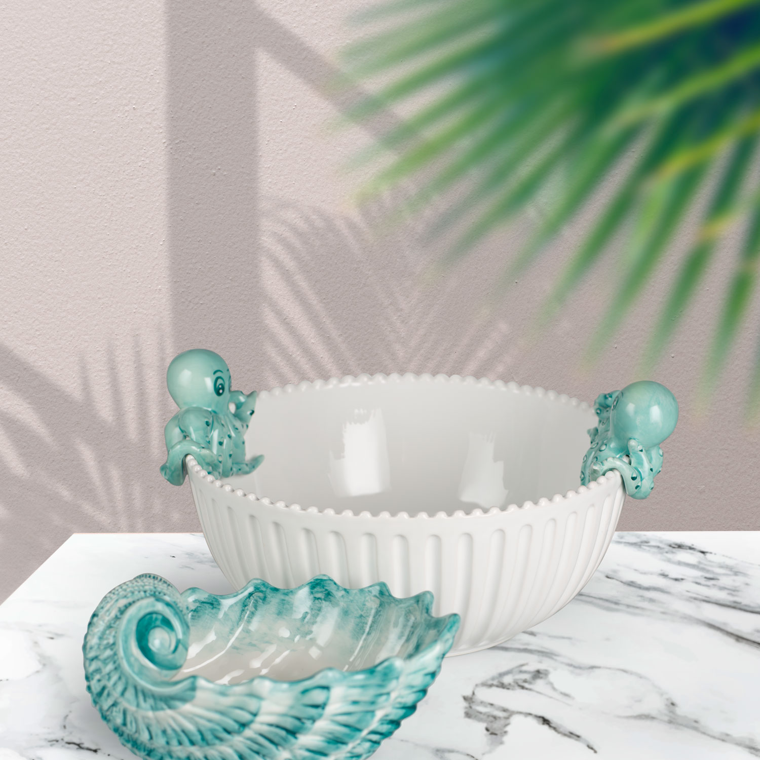 Ciotola in ceramica decorata Polpi tiffany da 29
