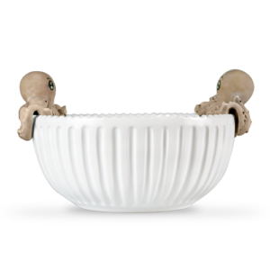 Ciotola in ceramica decorata polpi marrone da 23