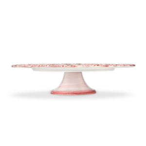 Alzata grande in ceramica decorata rosa