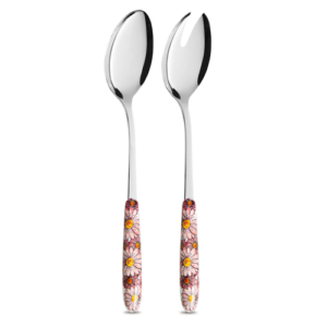 Posate insalata manico decorato margherite rosa