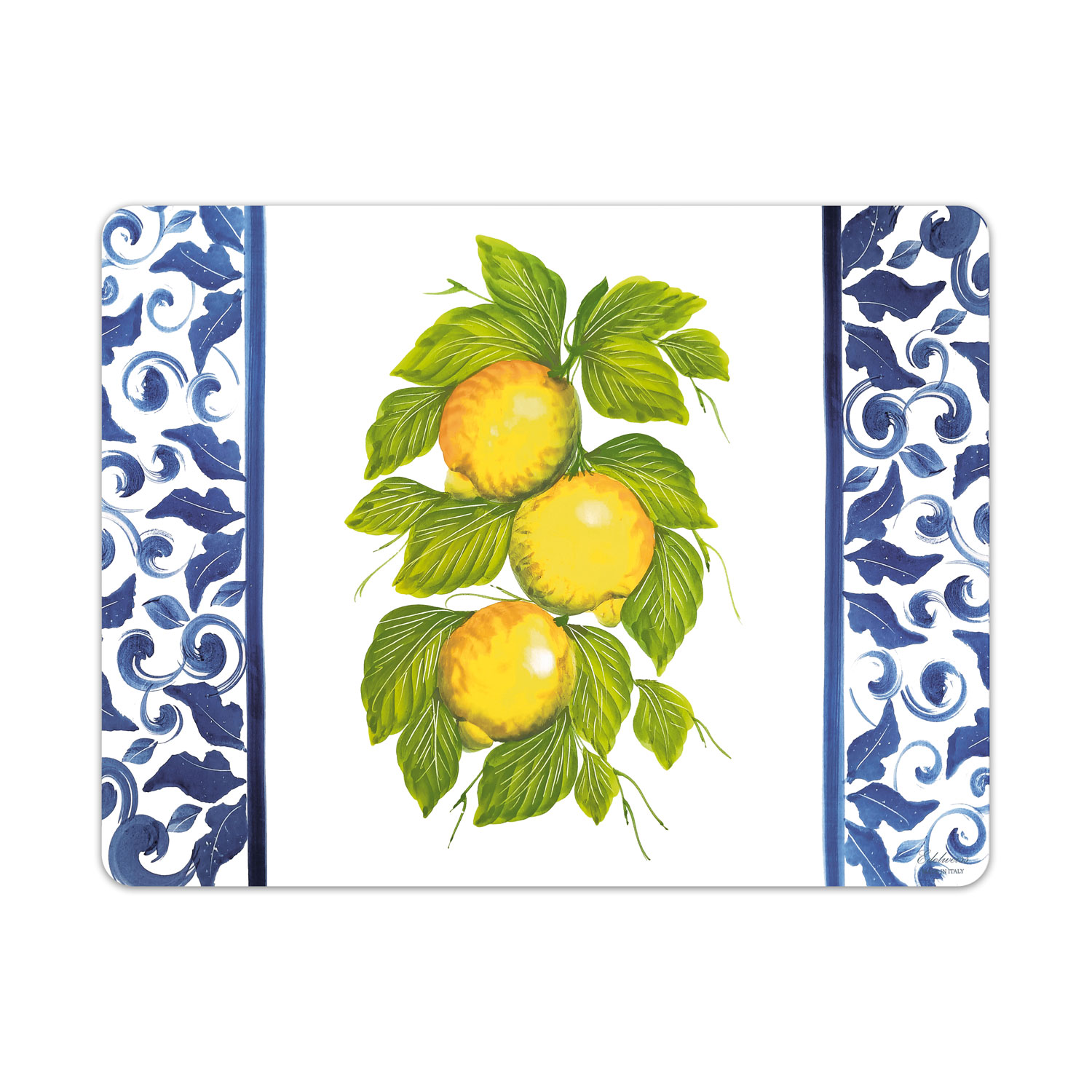 Tovaglietta americana decorata limoni damascato blu