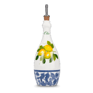 Bottiglia olio in ceramica decorata limoni damascato 750 ml