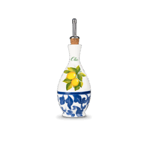 Bottiglia olio in ceramica decorata limoni damascato 250 ml