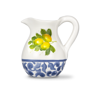 Brocca caraffa in ceramica decorata limoni damascato