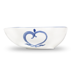 Ciotola in ceramica decorata limoni damascato blu da 34
