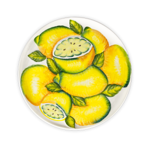 Piatto piano in ceramica decorata con limoni in rilievo