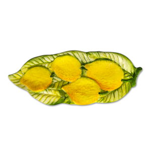 Poggiamestolo in ceramica decorata limoni rilievo
