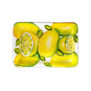 Vaschetta rettangolare in ceramica decorata con limoni in rilievo