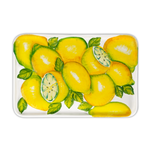 Vassoio in ceramica decorata con limoni in rilievo