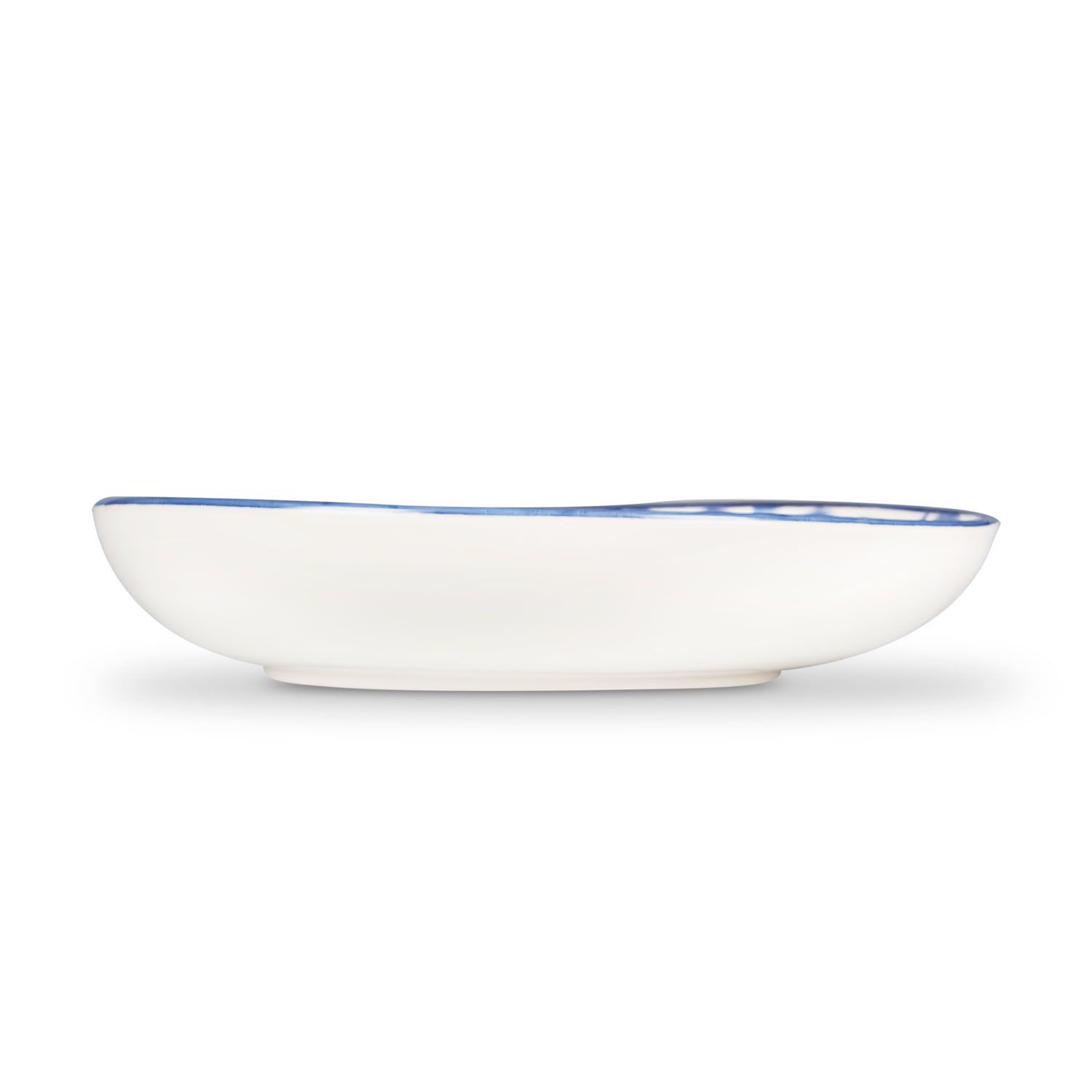 Piatto fondo in ceramica decorata limoni damascato blu