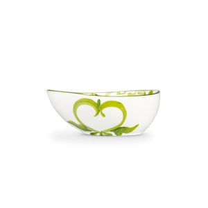Ciotola in ceramica decorata limoni e damascato verde da 14