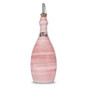 Bottiglia olio in ceramica decorata rosa 750 ml