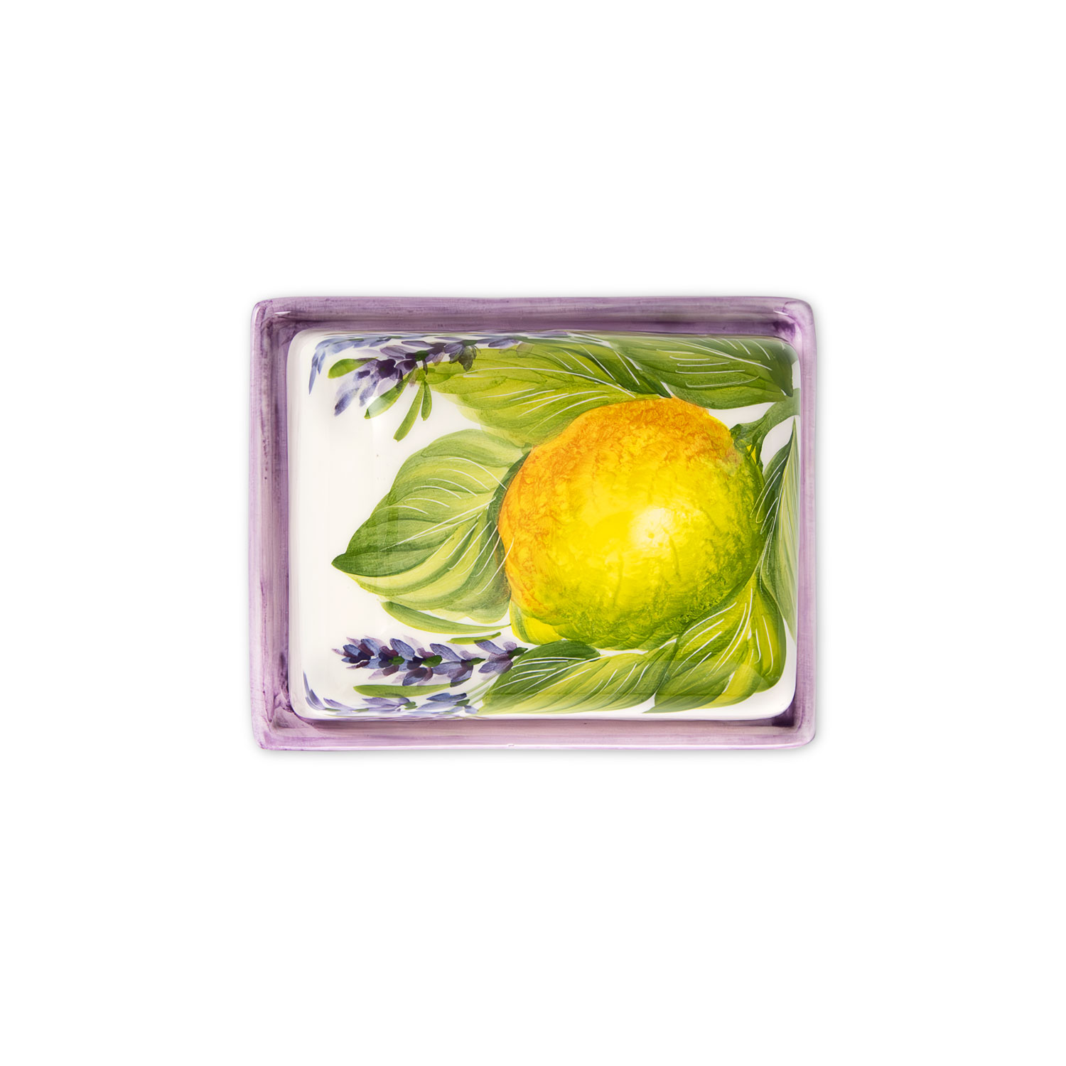 Butterdose mit zitronen und lavendel