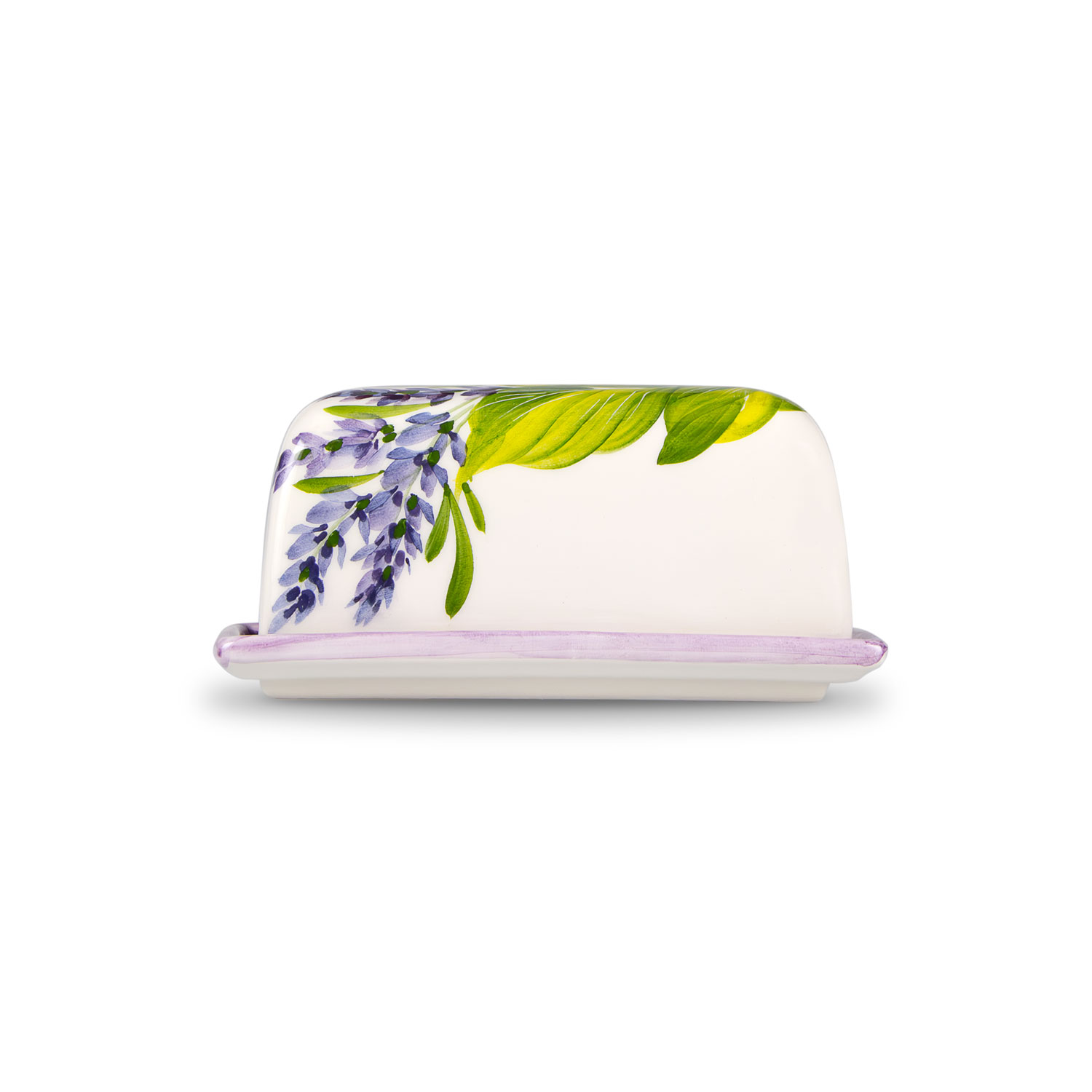 Butterdose mit zitronen und lavendel