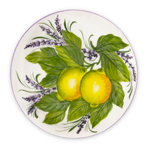 Piatto piano decorato con Limoni e Lavanda