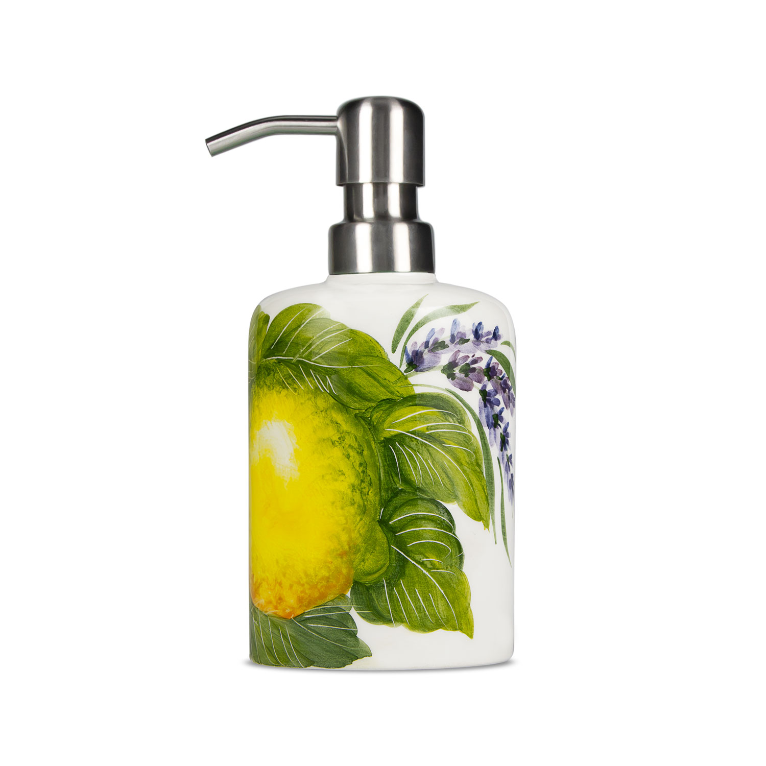 Seifenspender mit zitronen und lavendel