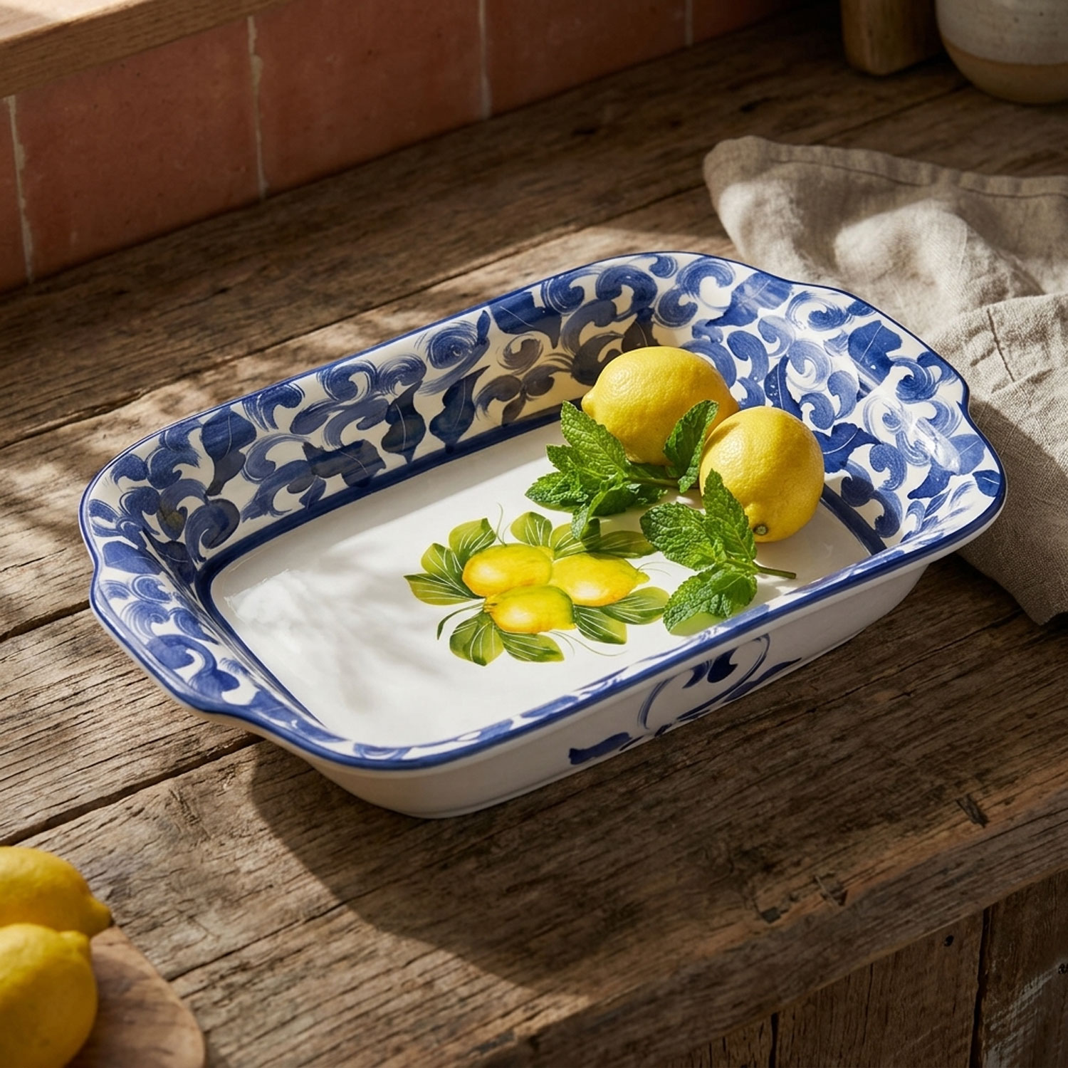 Pirofila Limoni damascato blu