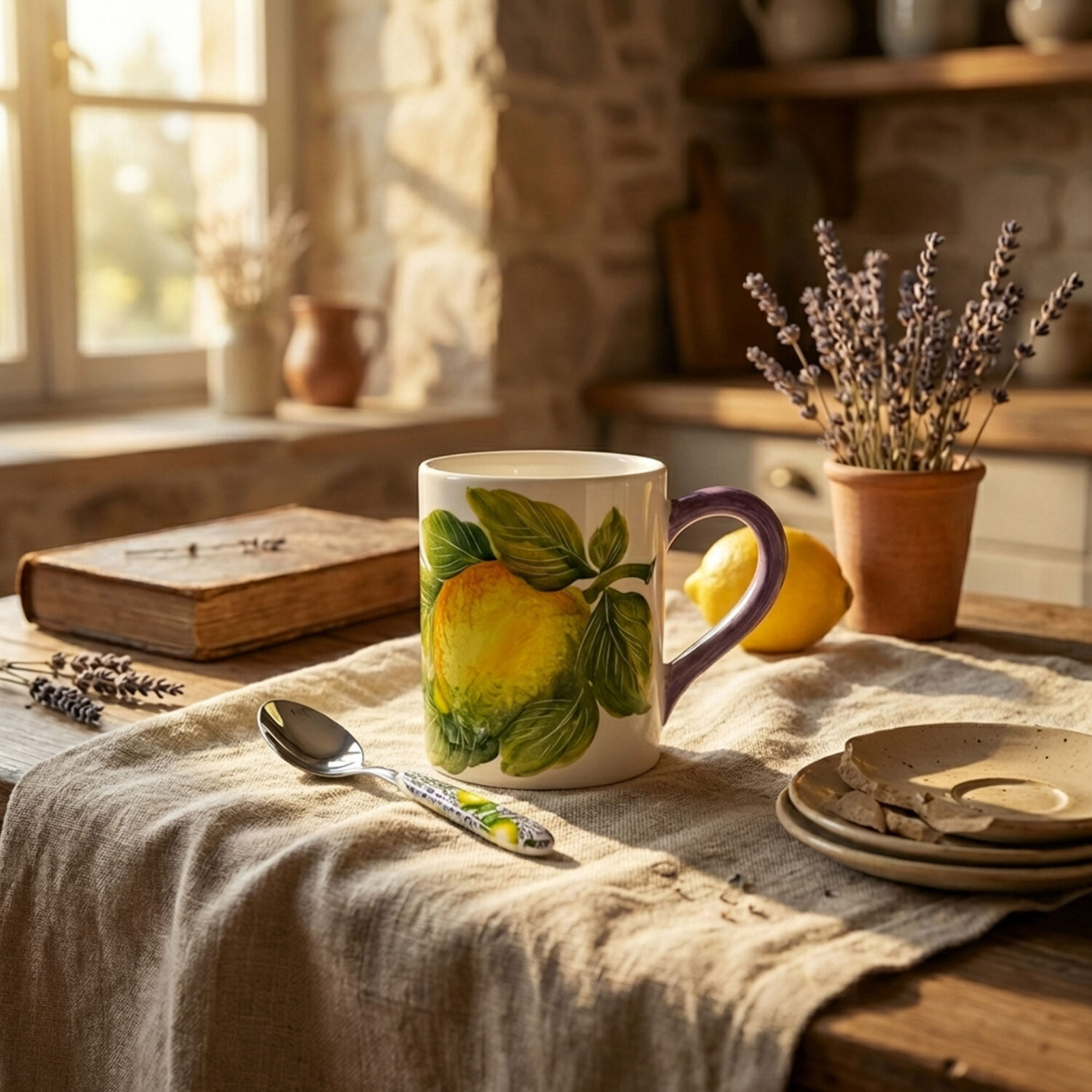 Tazza e cucchiaino Limoni lavanda
