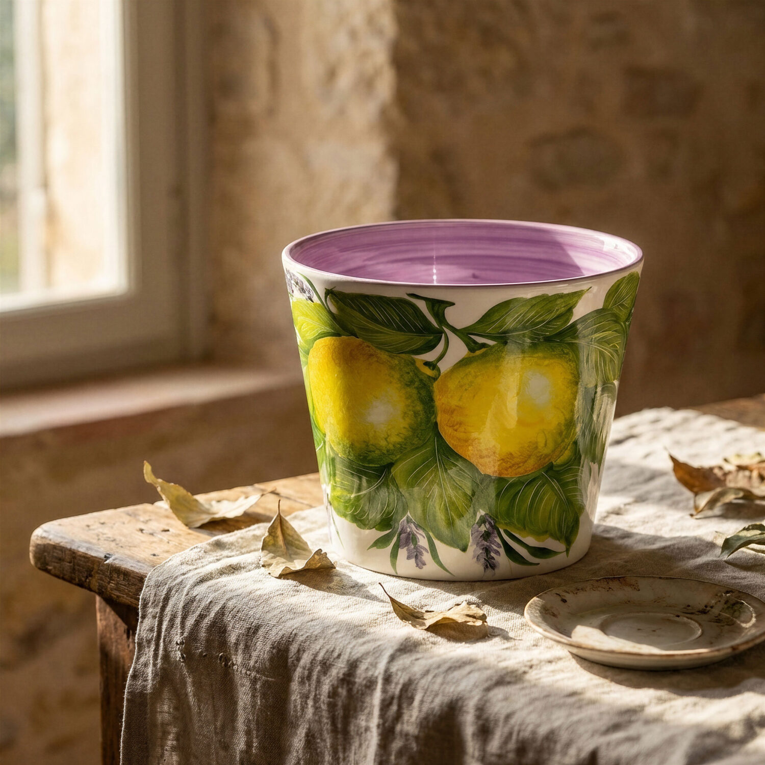 Vaso decorato Limoni lavanda